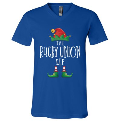 Rugby Union Elf Family Matching Pajamas Group Christmas Gift V-Neck T-Shirt