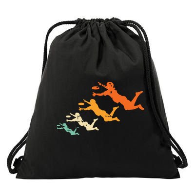 Retro Ultimate Frisbee Player Vintage Disc Ultimate Frisbee Drawstring Bag