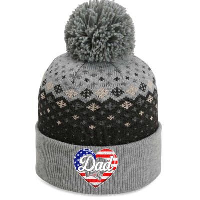 Retro Usa Flag Heart Boxing Dad Fathers Day Patriotic Gift The Baniff Cuffed Pom Beanie