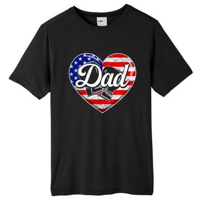 Retro Usa Flag Heart Boxing Dad Fathers Day Patriotic Gift Tall Fusion ChromaSoft Performance T-Shirt