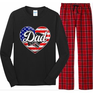 Retro Usa Flag Heart Boxing Dad Fathers Day Patriotic Gift Long Sleeve Pajama Set