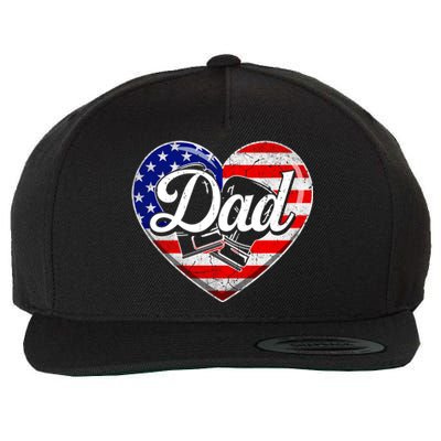 Retro Usa Flag Heart Boxing Dad Fathers Day Patriotic Gift Wool Snapback Cap