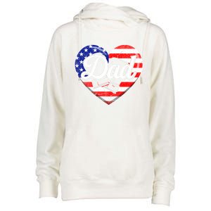 Retro Usa Flag Heart Boxing Dad Fathers Day Patriotic Gift Womens Funnel Neck Pullover Hood