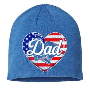 Retro Usa Flag Heart Boxing Dad Fathers Day Patriotic Gift Sustainable Beanie