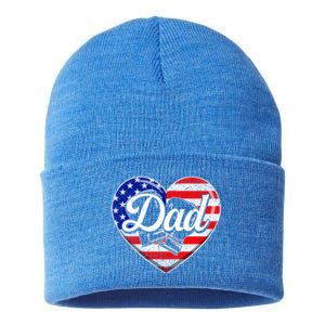 Retro Usa Flag Heart Boxing Dad Fathers Day Patriotic Gift Sustainable Knit Beanie