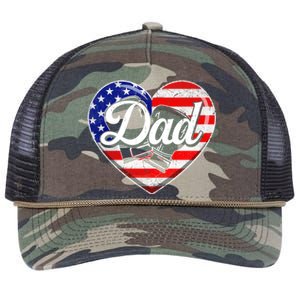 Retro Usa Flag Heart Boxing Dad Fathers Day Patriotic Gift Retro Rope Trucker Hat Cap