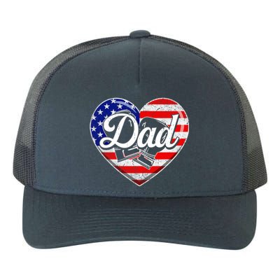 Retro Usa Flag Heart Boxing Dad Fathers Day Patriotic Gift Yupoong Adult 5-Panel Trucker Hat