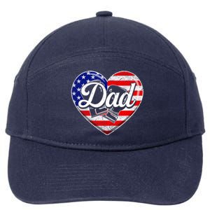 Retro Usa Flag Heart Boxing Dad Fathers Day Patriotic Gift 7-Panel Snapback Hat