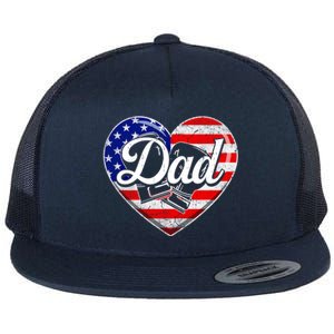 Retro Usa Flag Heart Boxing Dad Fathers Day Patriotic Gift Flat Bill Trucker Hat