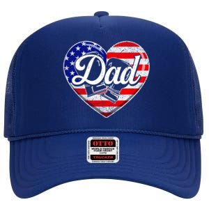 Retro Usa Flag Heart Boxing Dad Fathers Day Patriotic Gift High Crown Mesh Back Trucker Hat