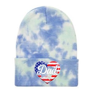 Retro Usa Flag Heart Boxing Dad Fathers Day Patriotic Gift Tie Dye 12in Knit Beanie