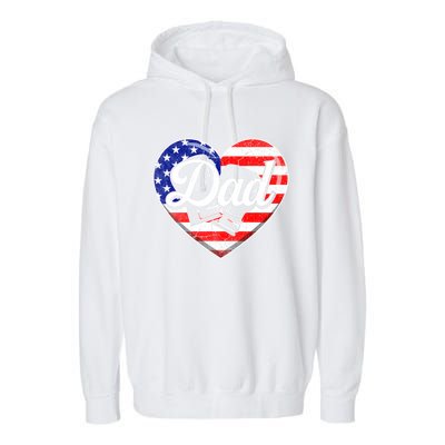 Retro Usa Flag Heart Boxing Dad Fathers Day Patriotic Gift Garment-Dyed Fleece Hoodie