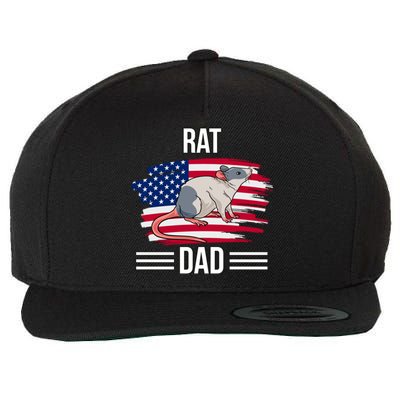 Rodent Us Flag 4th Of July Father's Day Rat Dad Gift Wool Snapback Cap