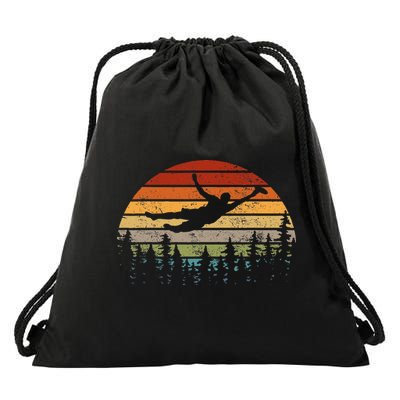 Retro Ultimate Frisbee Player Women Vintage Flying Disc Drawstring Bag