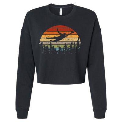 Retro Ultimate Frisbee Player Women Vintage Flying Disc Cropped Pullover Crew