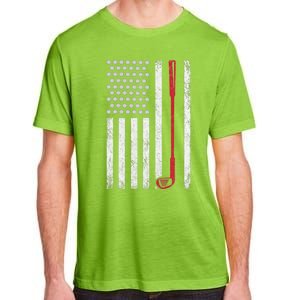 Retro USA Flag Distressed Golf Sport Lover Funny Adult ChromaSoft Performance T-Shirt