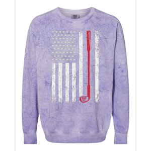 Retro USA Flag Distressed Golf Sport Lover Funny Colorblast Crewneck Sweatshirt