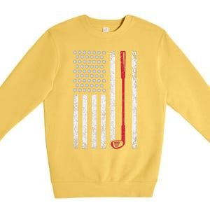 Retro USA Flag Distressed Golf Sport Lover Funny Premium Crewneck Sweatshirt