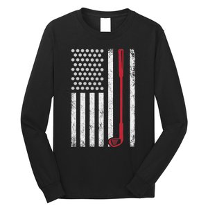 Retro USA Flag Distressed Golf Sport Lover Funny Long Sleeve Shirt