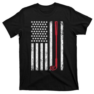 Retro USA Flag Distressed Golf Sport Lover Funny T-Shirt