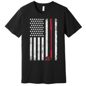 Retro USA Flag Distressed Golf Sport Lover Funny Premium T-Shirt