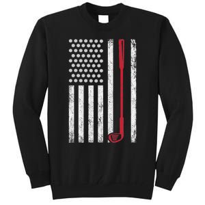 Retro USA Flag Distressed Golf Sport Lover Funny Tall Sweatshirt