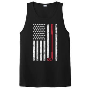 Retro USA Flag Distressed Golf Sport Lover Funny PosiCharge Competitor Tank