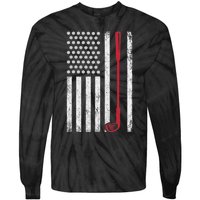 Retro USA Flag Distressed Golf Sport Lover Funny Tie-Dye Long Sleeve Shirt