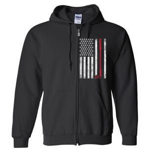 Retro USA Flag Distressed Golf Sport Lover Funny Full Zip Hoodie