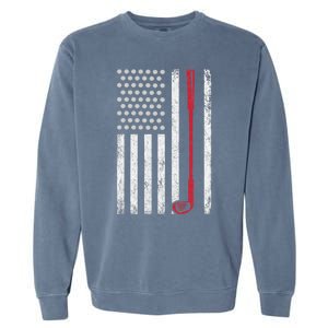 Retro USA Flag Distressed Golf Sport Lover Funny Garment-Dyed Sweatshirt