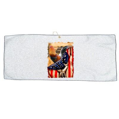 Rooster Us Flag Cock Fight Large Microfiber Waffle Golf Towel