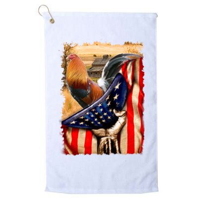 Rooster Us Flag Cock Fight Platinum Collection Golf Towel