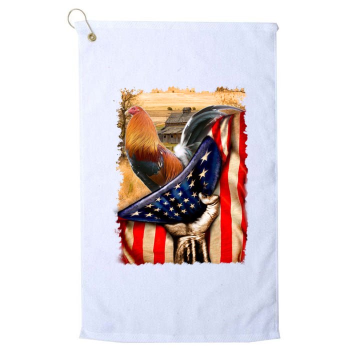 Rooster Us Flag Cock Fight Platinum Collection Golf Towel