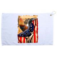 Rooster Us Flag Cock Fight Grommeted Golf Towel