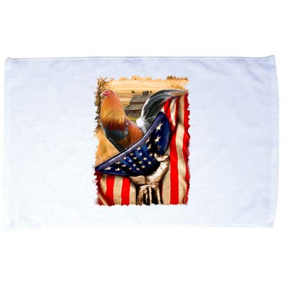 Rooster Us Flag Cock Fight Microfiber Hand Towel