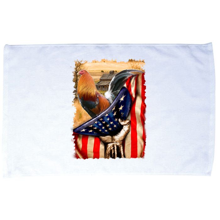 Rooster Us Flag Cock Fight Microfiber Hand Towel