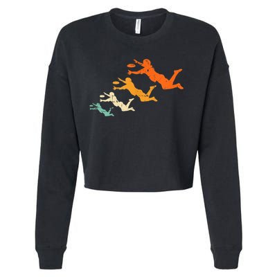 Retro Ultimate Frisbee Player Vintage Disc Ultimate Frisbee Cropped Pullover Crew