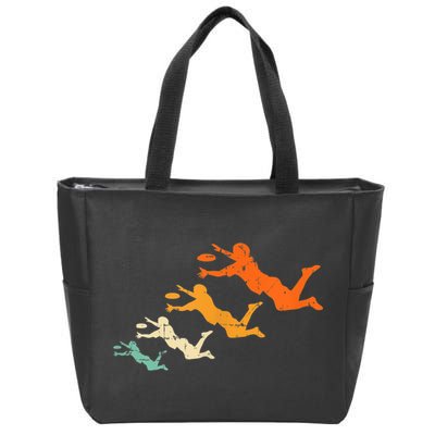 Retro Ultimate Frisbee Player Vintage Disc Ultimate Frisbee Zip Tote Bag