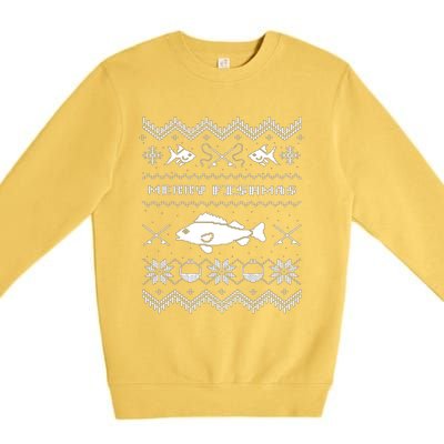 Retro Ugly Fishing Christmas Bass Fish Apparel Premium Crewneck Sweatshirt