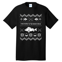 Retro Ugly Fishing Christmas Bass Fish Apparel Tall T-Shirt