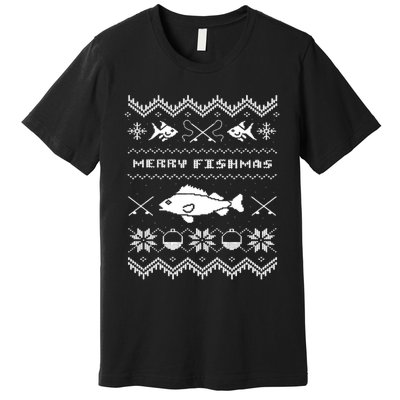 Retro Ugly Fishing Christmas Bass Fish Apparel Premium T-Shirt