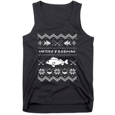 Retro Ugly Fishing Christmas Bass Fish Apparel Tank Top