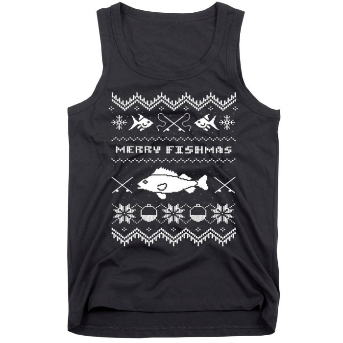 Retro Ugly Fishing Christmas Bass Fish Apparel Tank Top