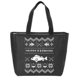 Retro Ugly Fishing Christmas Bass Fish Apparel Zip Tote Bag