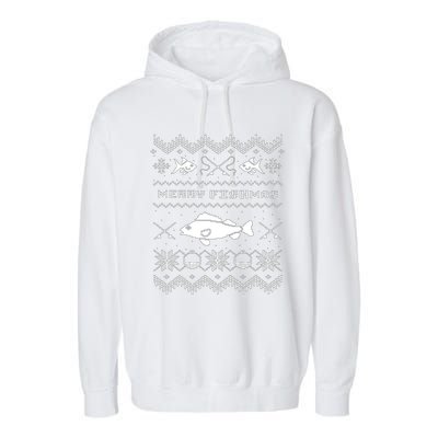 Retro Ugly Fishing Christmas Bass Fish Apparel Garment-Dyed Fleece Hoodie