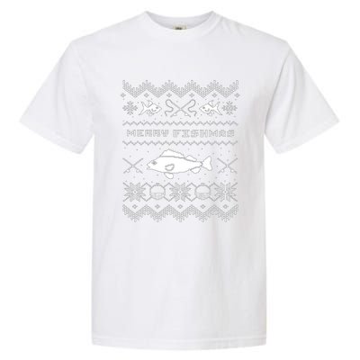 Retro Ugly Fishing Christmas Bass Fish Apparel Garment-Dyed Heavyweight T-Shirt