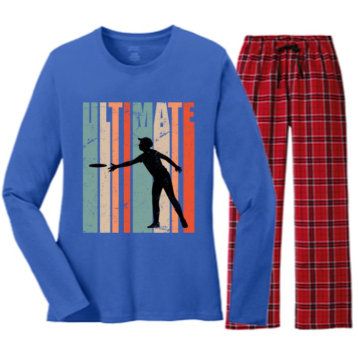 Retro Ultimate Frisbee Gift Women's Long Sleeve Flannel Pajama Set 