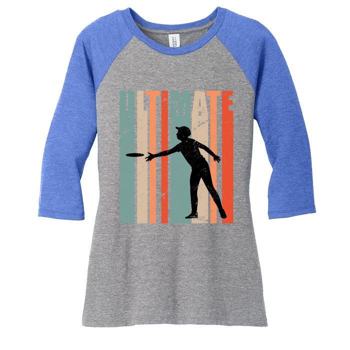 Retro Ultimate Frisbee Gift Women's Tri-Blend 3/4-Sleeve Raglan Shirt