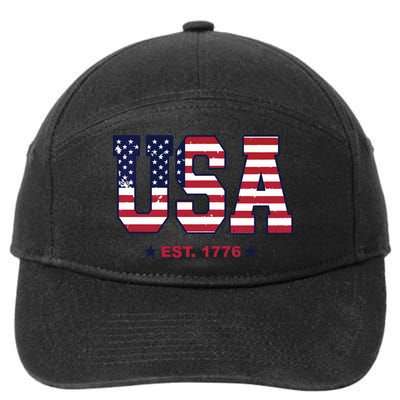 Retro Usa Flag Est. 1776 4th Of July Graphic American Flag 7-Panel Snapback Hat