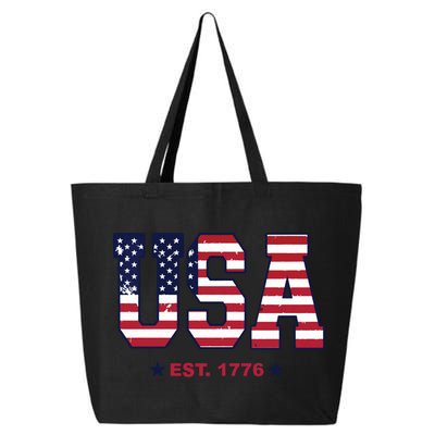 Retro Usa Flag Est. 1776 4th Of July Graphic American Flag 25L Jumbo Tote